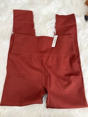 Madewell Ribbed High-Waist Leggings - Terracotta